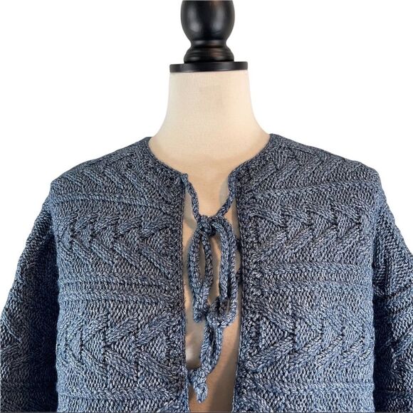Current Elliott Blue Cable Knit Fringe Sweater Open Front, New w/ Tags, Size 0 - Picture 3 of 12
